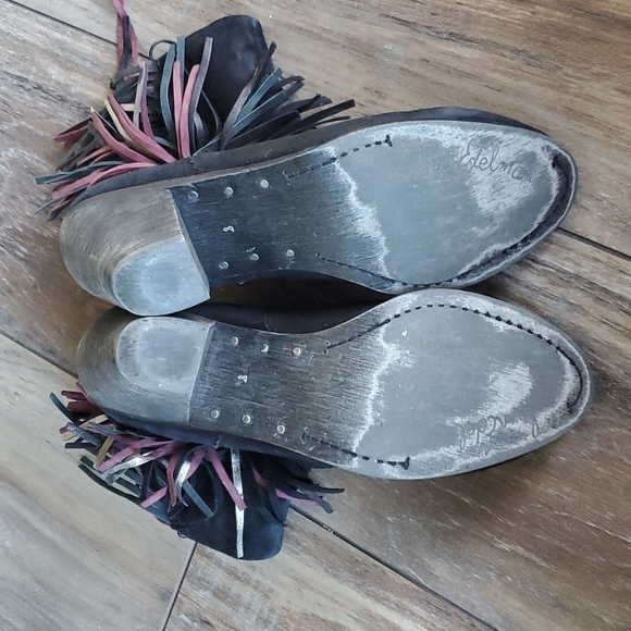 Sam Edelman Ankle Louie Fringe Suede Booties Heeled shoes sz 8 - Picture 7 of 10